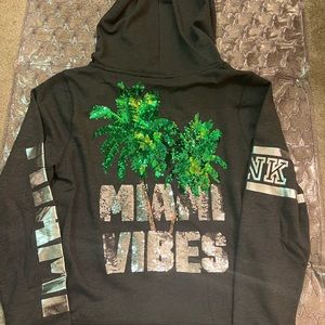 VS PINK RARE SEQUIN MIAMI DESTINATION HOODIE